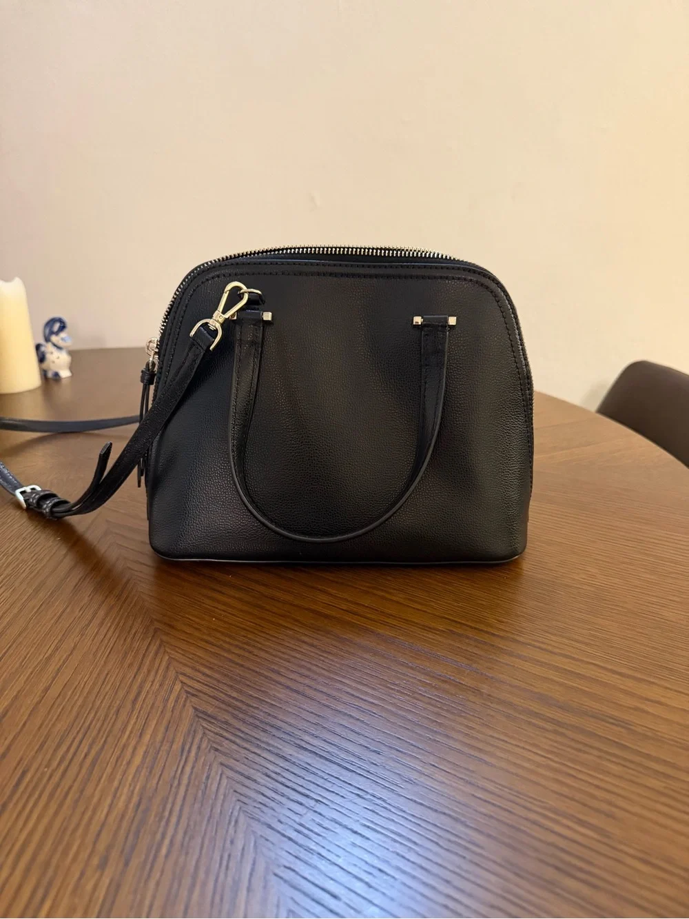 kate spade Black Pebbled Leather Dome Crossbody